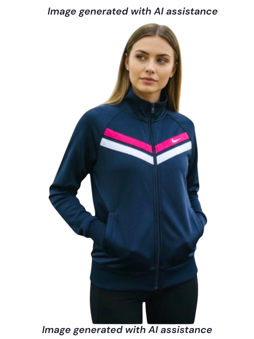 Nike The Athletic Dept M navy embroidered striped track jacket